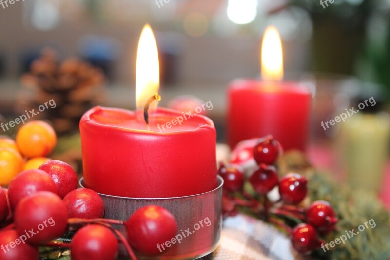 Advent Wreath Candle Red Flame Wax Candle