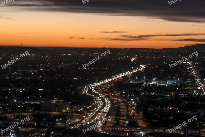 Los Angeles Skyline Dusk City Urban