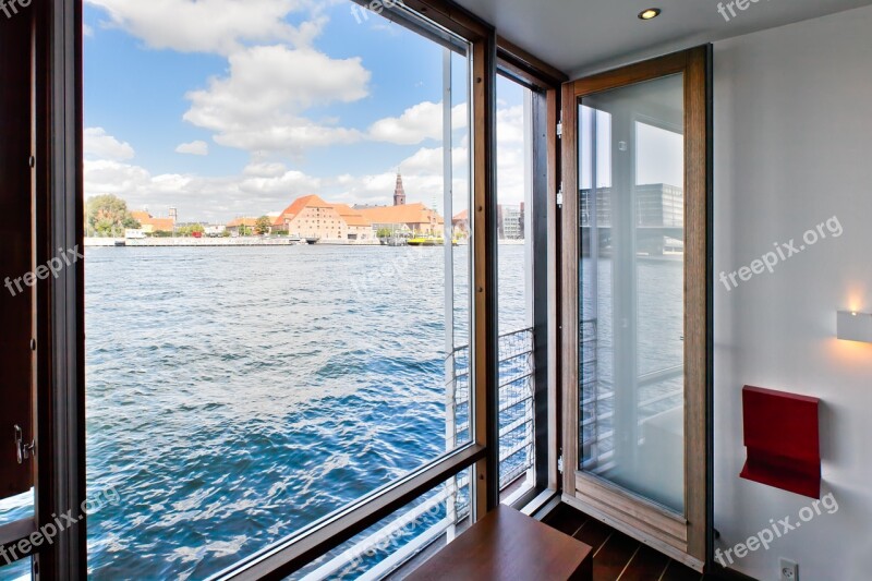 Copenhagen Houseboat Port Water Blue