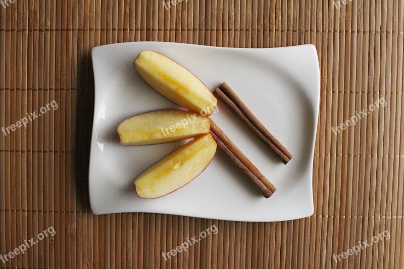 Apple Apple Slices Cinnamon Fruit Free Photos