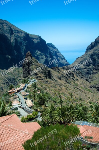 Canary Islands Village Fishing Village Landscape Tenerife