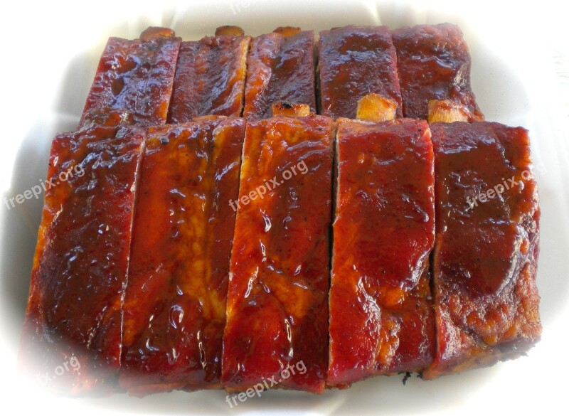 Pork Ribs Barbecue Food Meat Pork