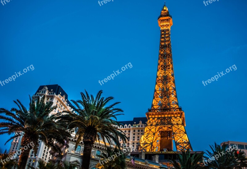 Eiffel Tower Las Vegas Paris Lights Night