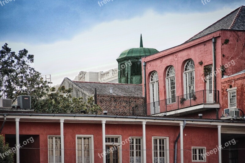 New Orleans French Quarter Red Houses Free Photos