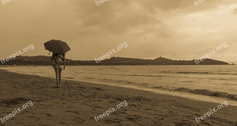 Sea Beach Girl Thought Sand