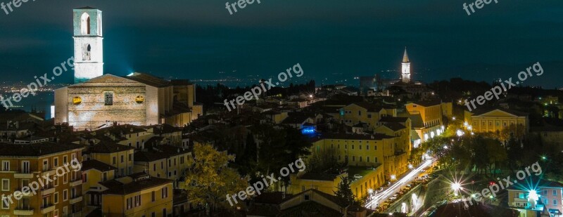 Perugia Night Italy Landscape City