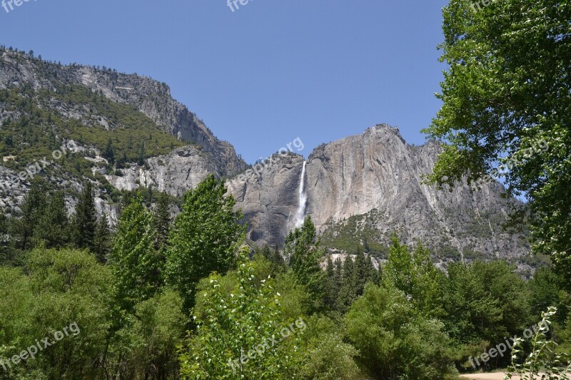 Yosemite Waterfall National Park Forest Usa