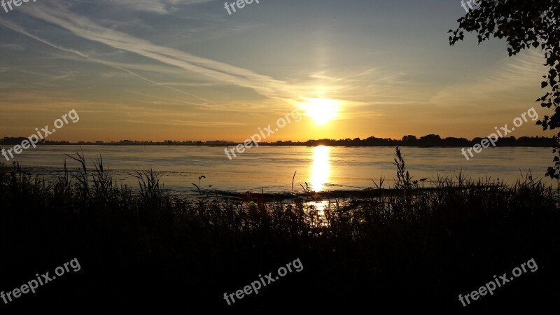 Weser Sand Sunrise Rest Clouds