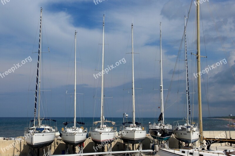 Sailing Boats Ships Port Dry Dock Masts