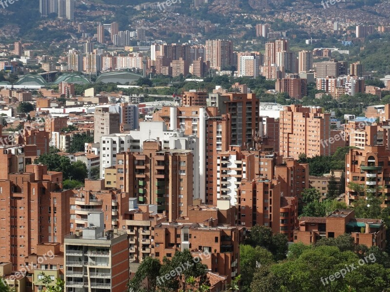 Colombia Medellin City Urban Buildings