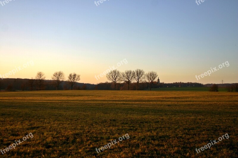 Landscape Nature Meadow Sunset Lighting