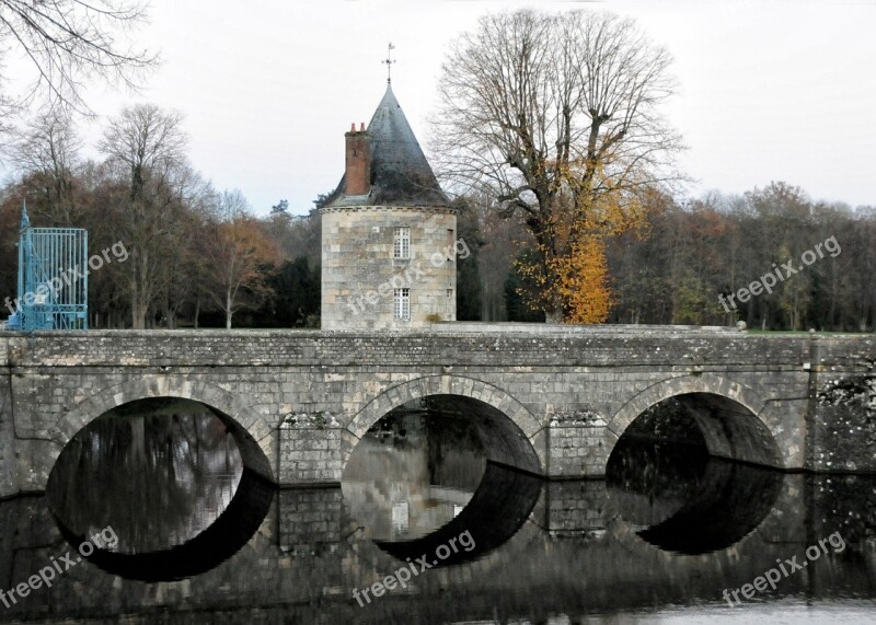 Castle Of Sully-sur-loire Bridge Stone Arch Moat Tower