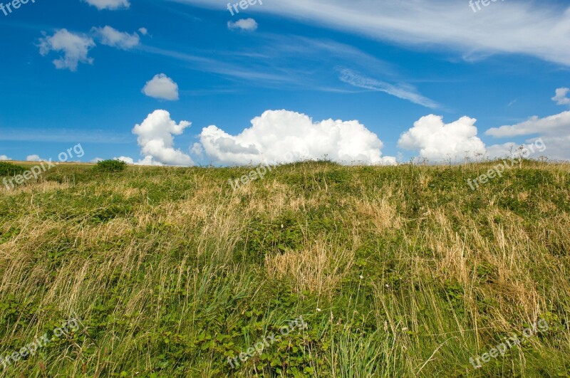 Sky Clouds Dramatic Landscape Grass