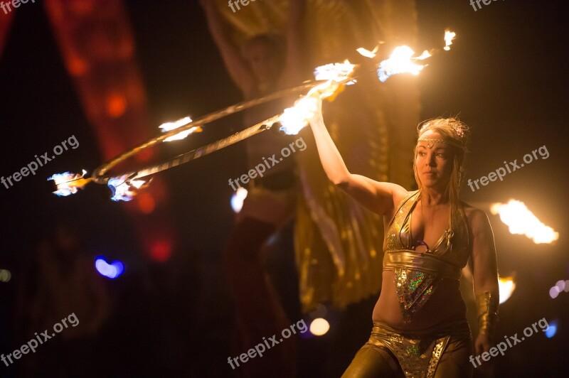 Artists Fire Dancer Fire Artistic Woman