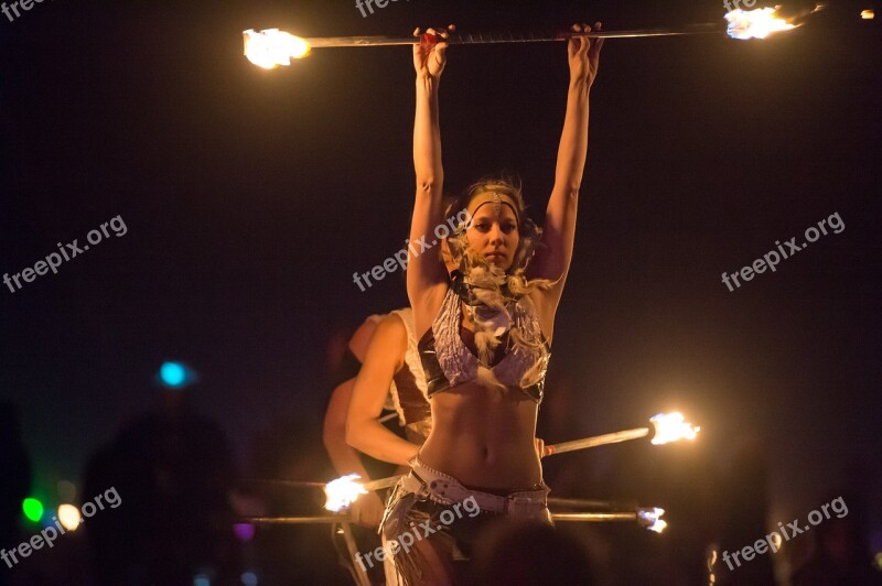 Fire Dancer Fire Woman Dancing Free Photos