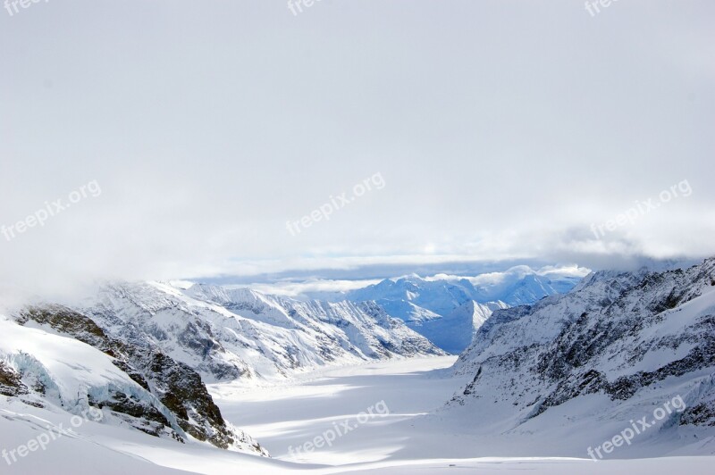 Jungfraujoch Glacier Mountains Snow Landscape Snow