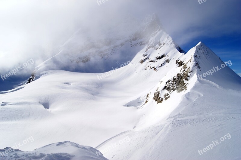 Jungfraujoch Mountains Snow Landscape Snow Winter