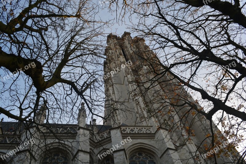 Church Building Architecture St Rombouts Cathedral Mechelen