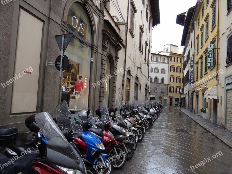 Motor Scooter Road Wet Rain Rainy