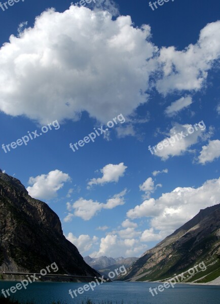 Lake Mountain Clouds Sky Livigno