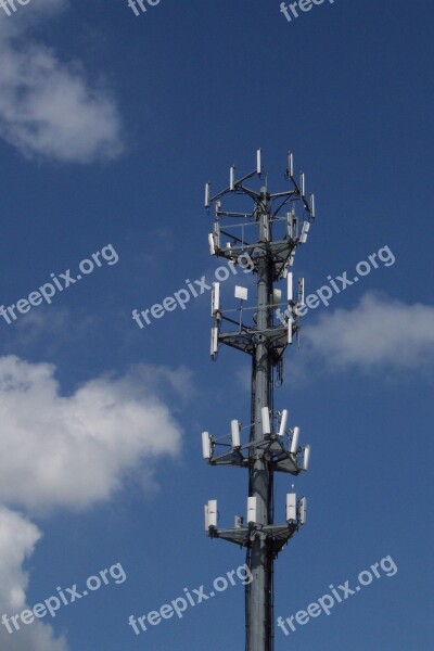 Cell Tower Sky Clouds Technology Antenna