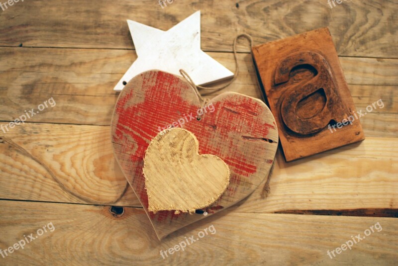 Wood Heart Star Letter Free Photos