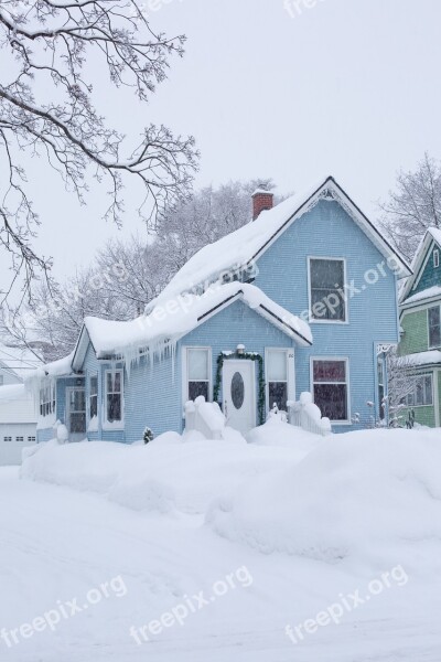 House Winter Blue Ice Snow