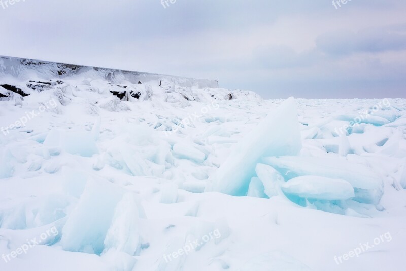 Lake Huron Frozen Ice Blue Winter