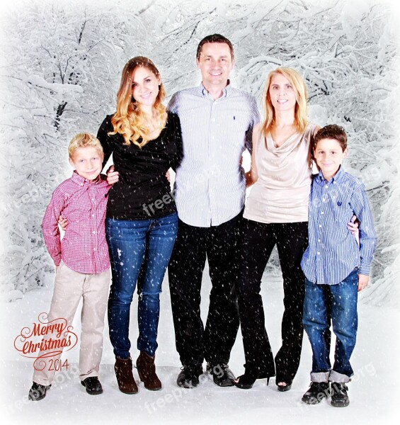 Family Winter Portrait Together Happiness