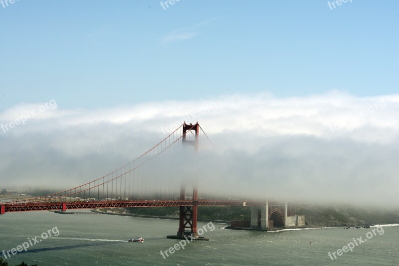 Bridge Golden Gate Fog Clouds San Francisco