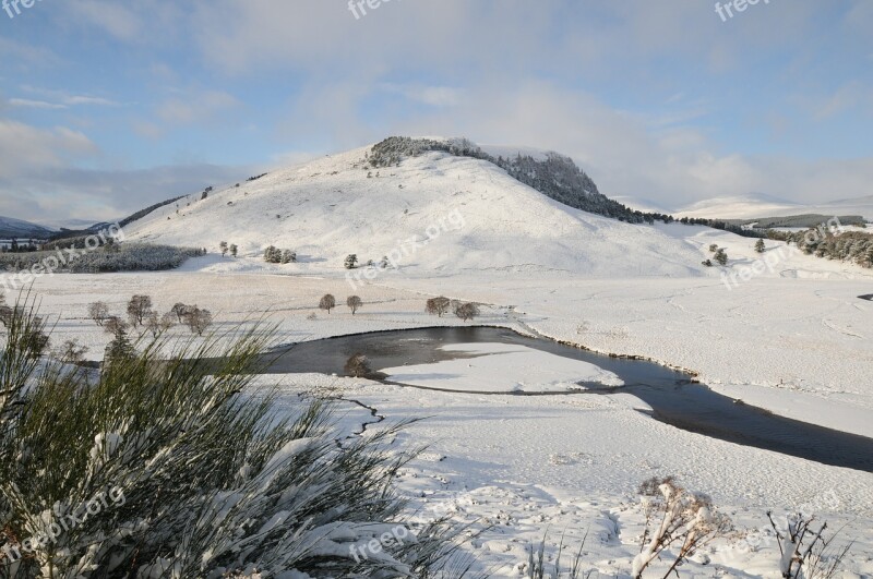 River Dee Braemar Deeside Scotland Snow