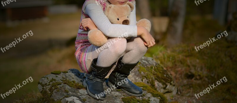 Child Girl Nature Teddy Bear Free Photos