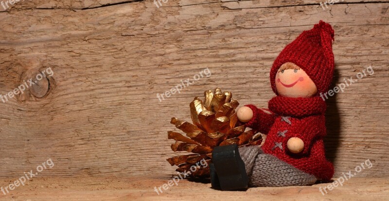 Wichtel Figure Figure Sitting Wood Background