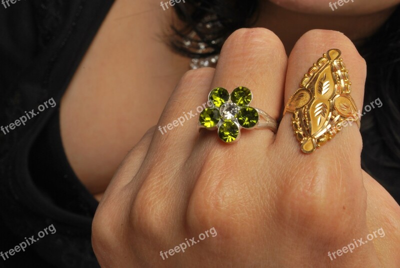 Ring Jewellery Gold Crystal Fingers