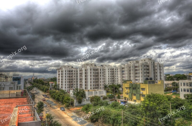 Bangalore Rain Clouds High Rises Clouds Landscape