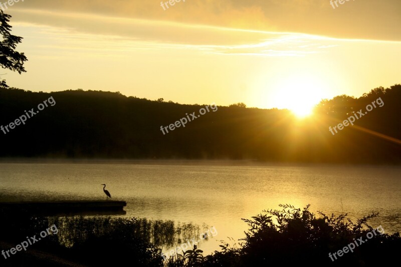 Lake Sunrise Water Landscape Summer