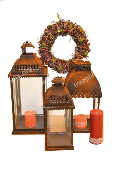 Lantern Christmas Rust Candle Atmosphere