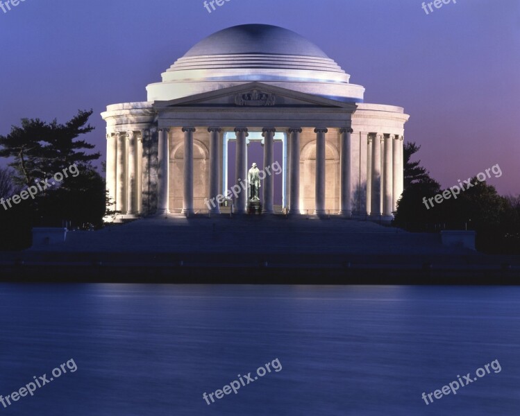 Jefferson Memorial Washington Dusk Usa History