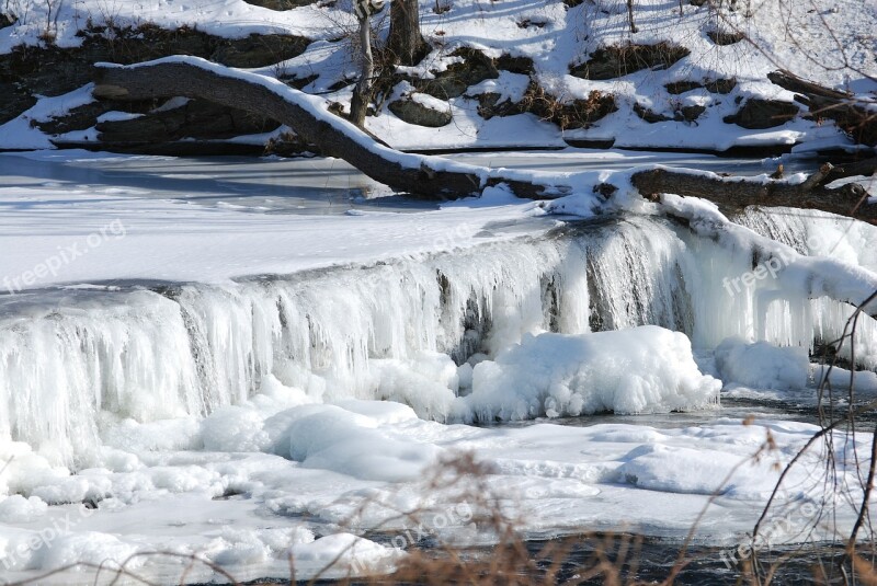 Waterfall Frozen Creek Winter Ice