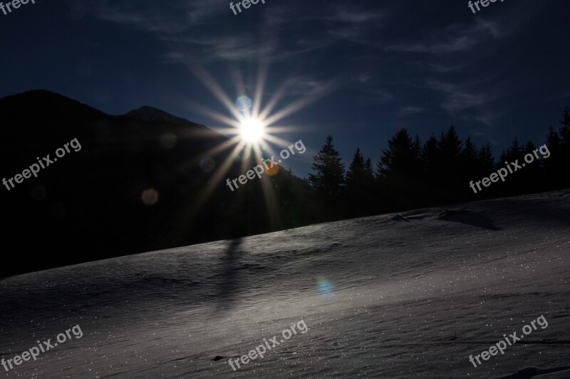 Winter Night Snow Wintry Snowdrift Cold