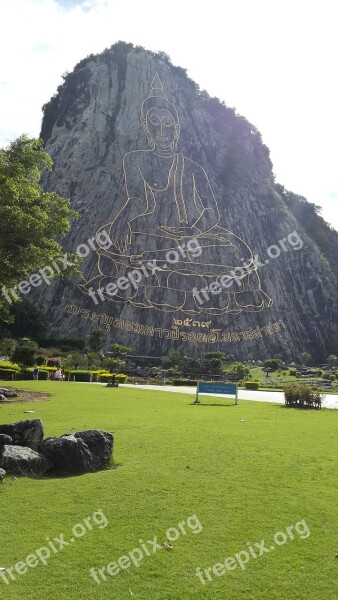 Mountain Golden Buddha Rock Journey Tourism Vacation