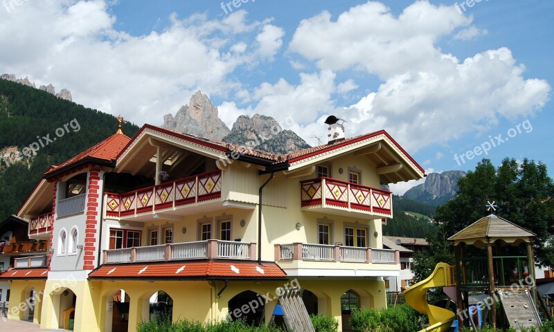 House Dolomites Mountain Sky Clouds