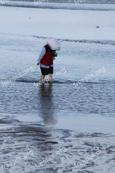 Beach Biarritz Woman Sand Sea