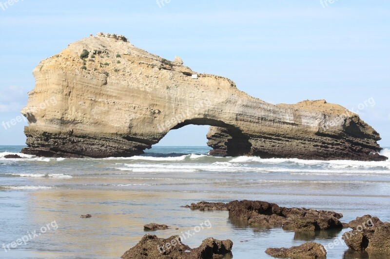 Biarritz Beach Sand Rock Side