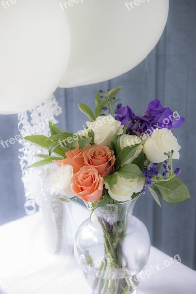 Pink Flowers Balloons Festival Wedding