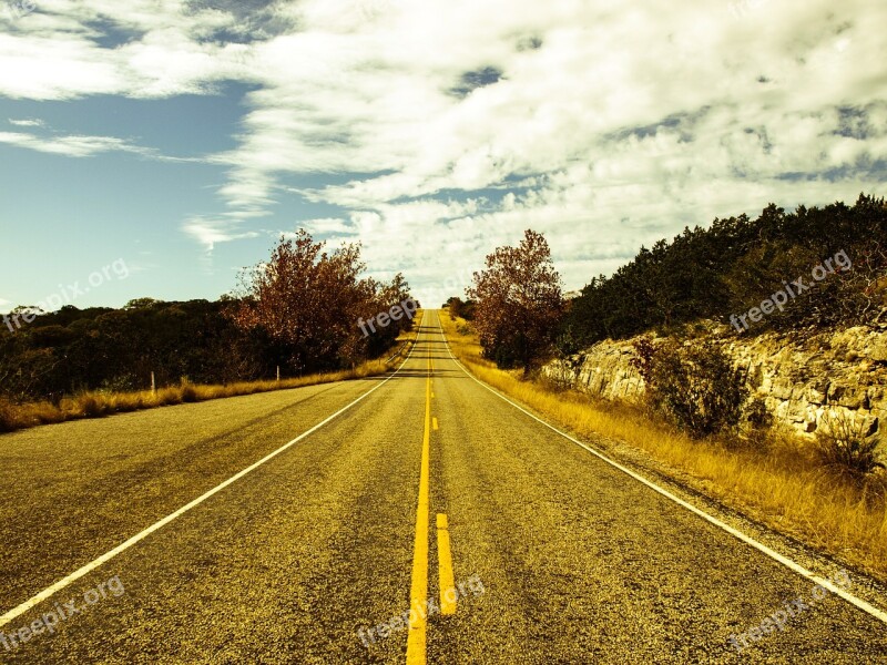 Road Asphalt Tarmac Trees Texas