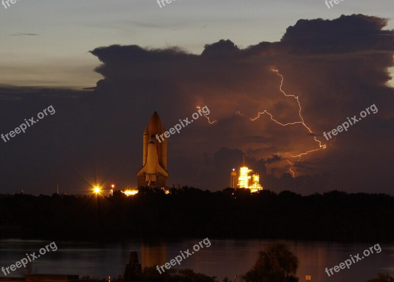 Cape Canaveral Space Shuttle Launch Pad Lightning Clouds