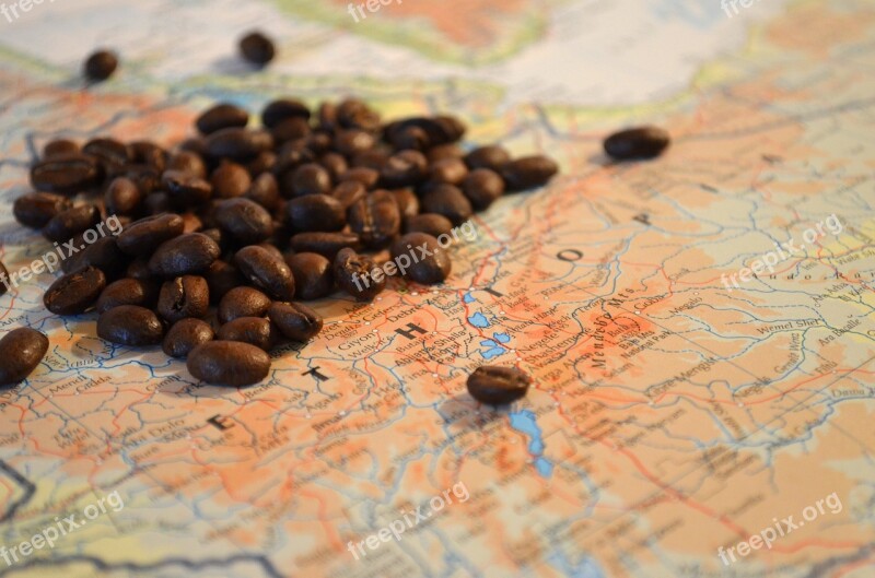 Coffee Beans Ethiopia Africa Map