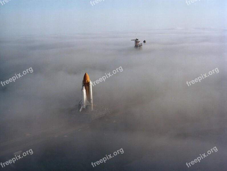 Space Shuttle Cape Canaveral Rollout Launch Pad Fog