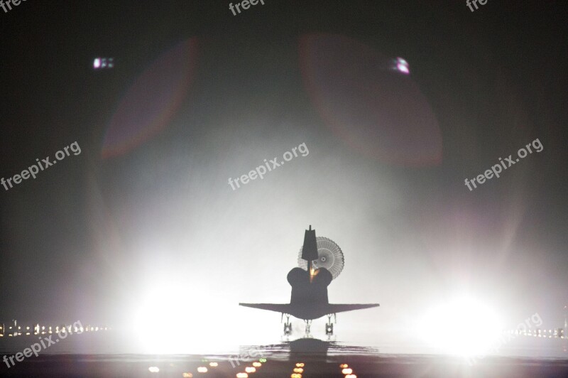 Space Shuttle Landing Night Mist Astronaut